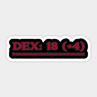 DEX: 18 Stealth Check Sticker